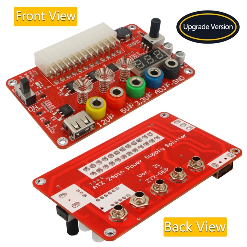 Bảng Mạch Cung Cấp Nguồn ATX 24P Đầu Vào DC Bằng Acrylic Có Thể Điều Chỉnh Điện Áp