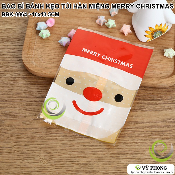 BAO BÌ TÚI NHỰA HÀN MIỆNG 10x5x13.5cm ỒNG GIÀ NOEL ĐỰNG BÁNH KẸO QUÀ GIÁNG SINH CHRISTMAS BBK-0064