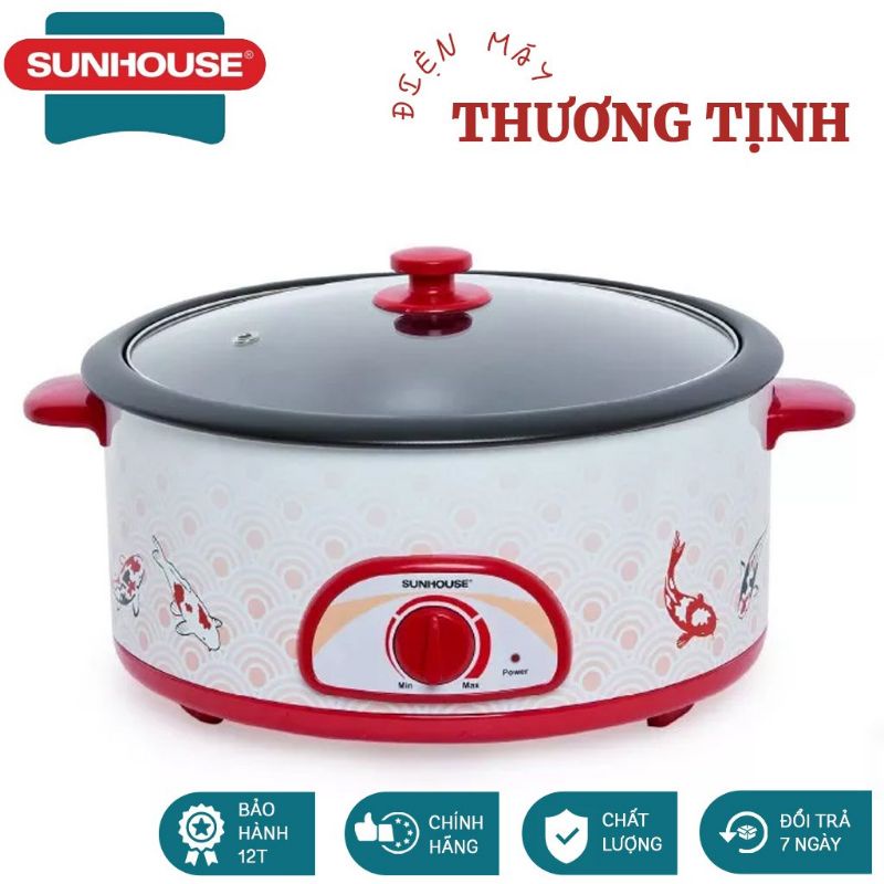 NỒI LẨU ĐIỆN SUNHOUSE 525 DUNG TÍCH 4 LÍT HÀNG CHÍNH HÃNG