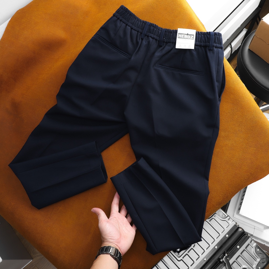 Quần tây nam HEBOZ chất vải âu co giãn nhẹ lưng thun 2/3 kèm móc chìa khóa 3M 00001050