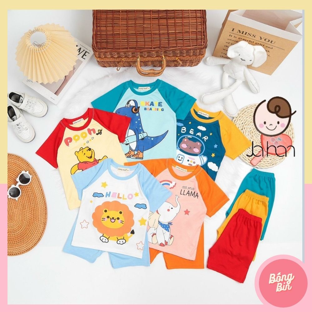 Bộ cộc tay cho bé trai,đồ bộ cho bé trai,bé gái vải thun lạnh,bộ quần áo trẻ em dễ thương mùa hè
