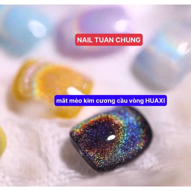 Top Mắt Mèo Cầu Vồng HUAXI , Sơn Gel Móng Tay