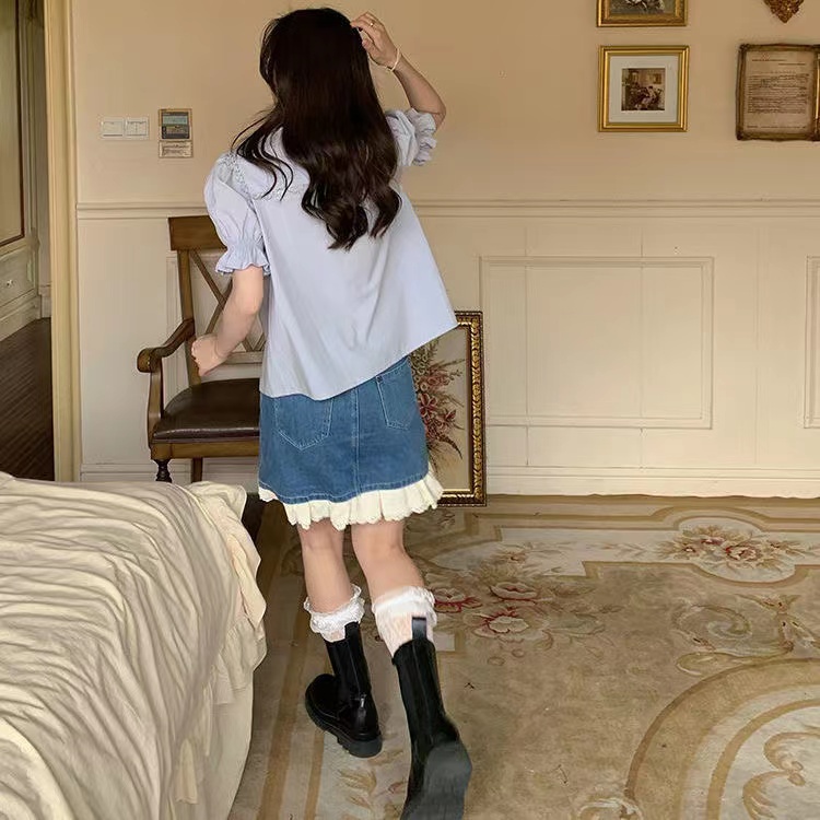 Hàng Mới Về Áo Sơ Mi Tay Ngắn Dáng Rộng Thêu Họa Tiết Phong Cách Hàn Quốc Thời Trang Cho Nữ Hàng Có Sẵn