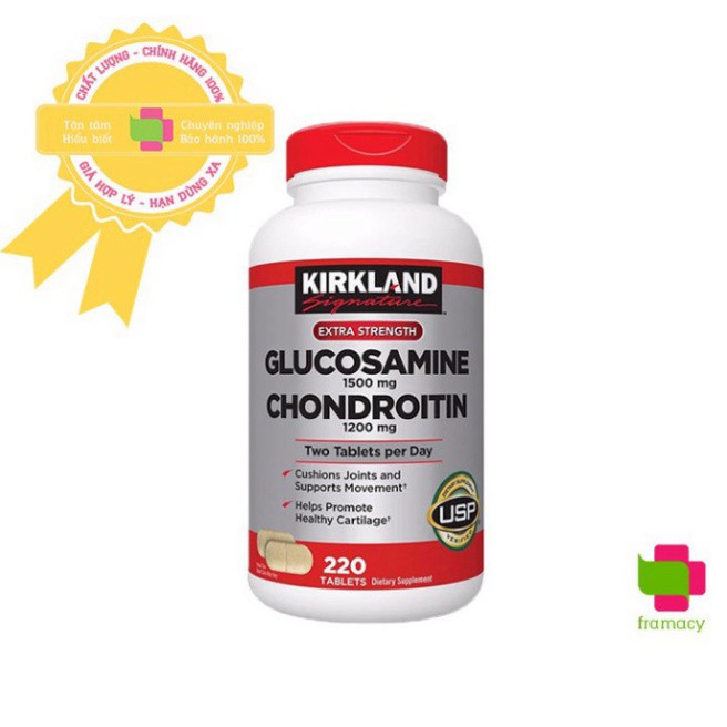 GIẢM GIÁ 30% Viên uống Kirkland Glucosamine 1500mg & Chondroitin 1200mg, Mỹ (220v) bổ xương khớp cho người trên 18 tuổi 