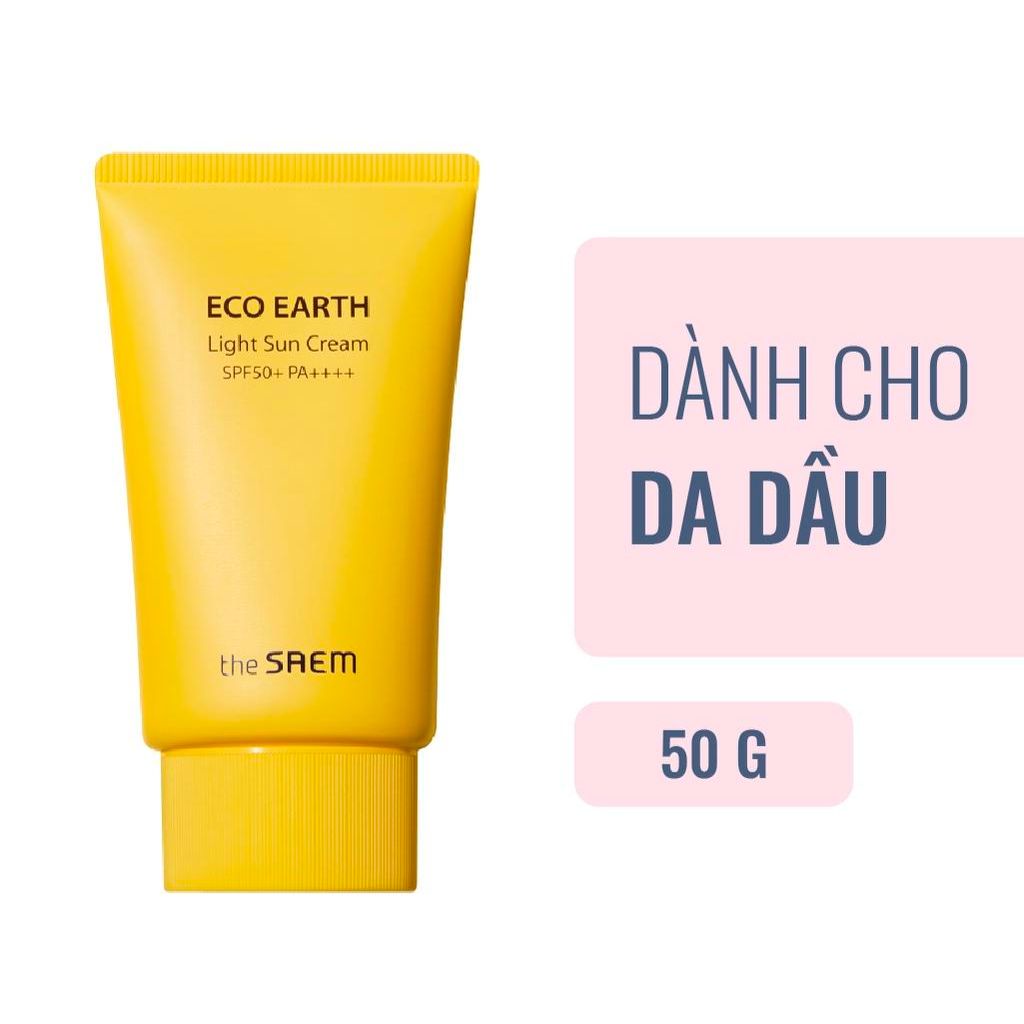 Kem Chống Nắng Ngăn Ngừa Tia UVA và UVB Sắc Trắng The Saem Eco Earth Light Sun Cream SPF50+ PA++++ 50g