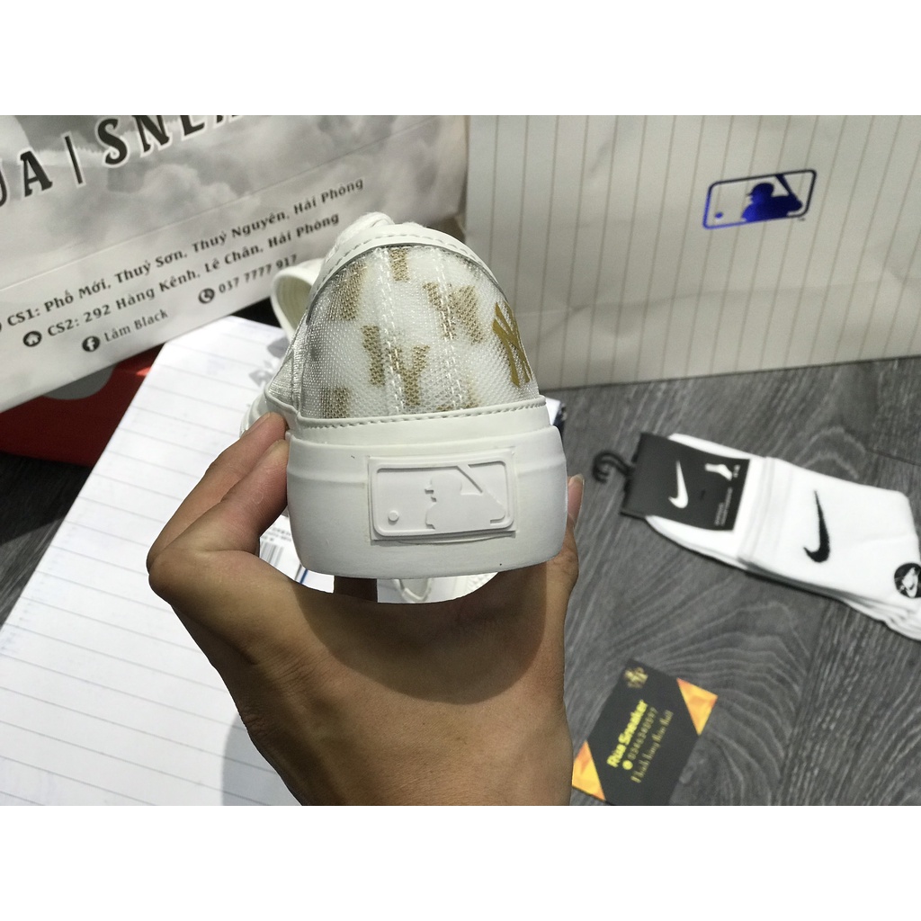 Siêu Phẩm Giày Thể Thảo Sneaker ML.B Play.ball mo.no me.sh New Yo.rk Yank.ees Trắng Vàng SIêu Xinh Cao Cấp +Tặng Tất