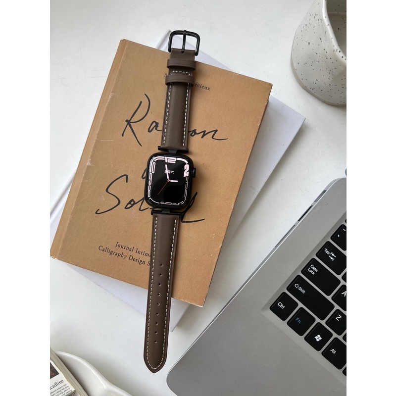 Dây Đeo Đồng Hồ Apple watch Series 7 4 5 6 3 2 1 SE 38 40 41 42 44mm 45mm Dây Da Kiểu Cổ Điển