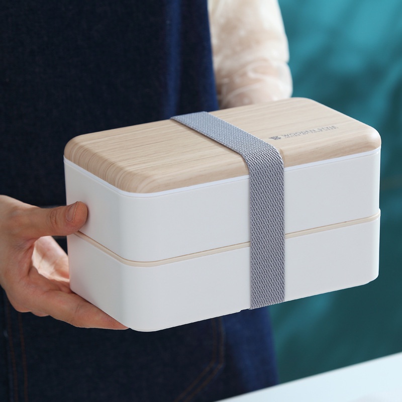 Hộp Cơm Trưa Hộp cơm có thể xếp chồng lên nhau Hai lớp Thực phẩm Lớp PP đựng Bento vi sóng với Nắp bảo quản bộ đồ Boron069 ăn