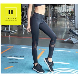 [Free ship - Quần mặc là dáng đẹp] Quần tập gym quần tập Yoga quần tập aerobic nữ cạp cao nâng mông phối lưới thoáng khí