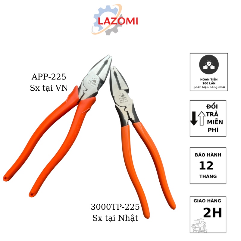Kìm Fujiya App-225/ 3000tp-225 tác động mạnh có chức năng bấm cos lazomi