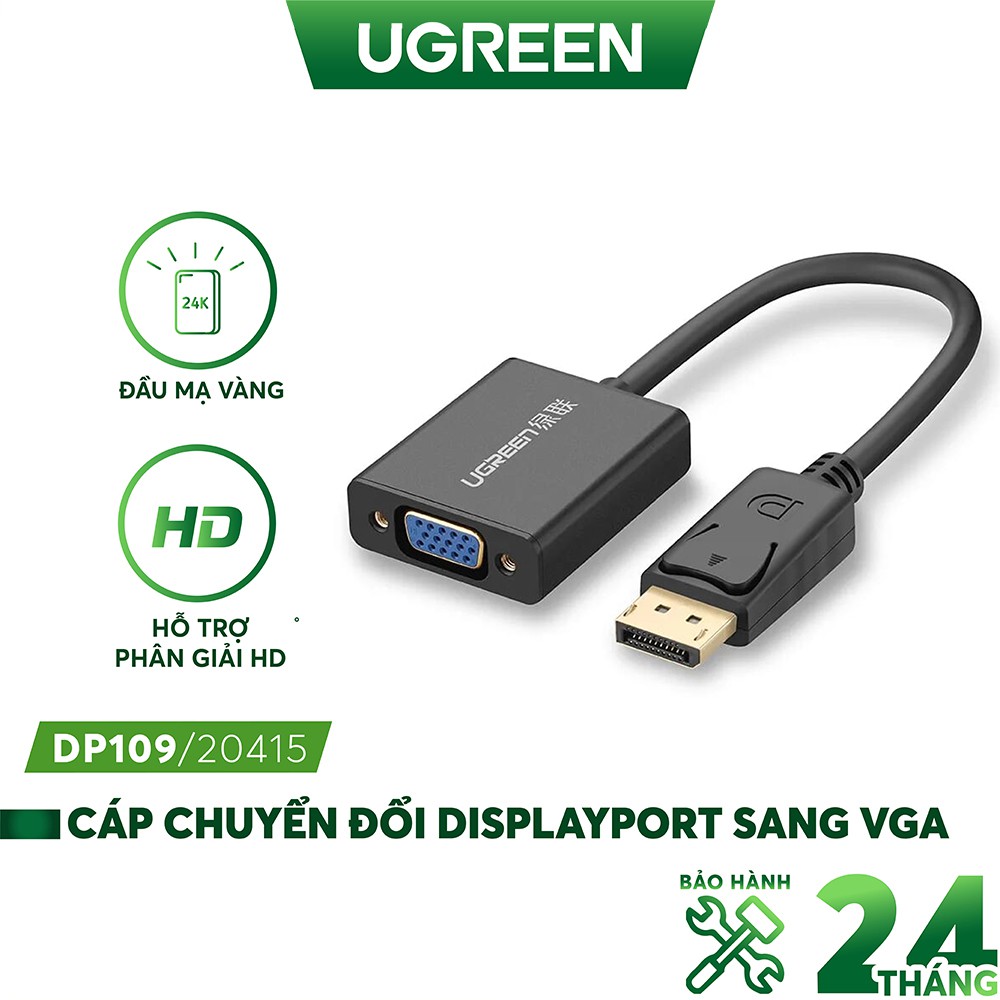 Cáp chuyển đổi Displayport sang VGA cao cấp chính hãng UGREEN DP109 20415