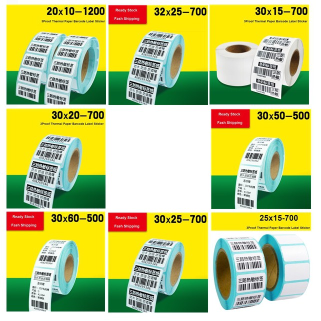 Nhãn dán nhãn nhiệt, in trực tiếp, nhãn mã vạch, giấy nhạy nhiệt cho 20 x 10mm. / 25 * 15/30 * 15/30