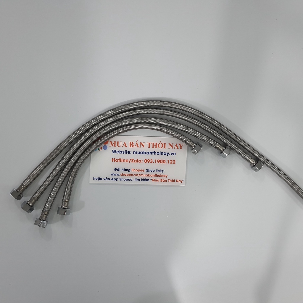 Dây cấp nước inox 304, dây nóng lạnh, ren vặn phi 21mm, ren nối chuẩn, bảo hành 24 tháng