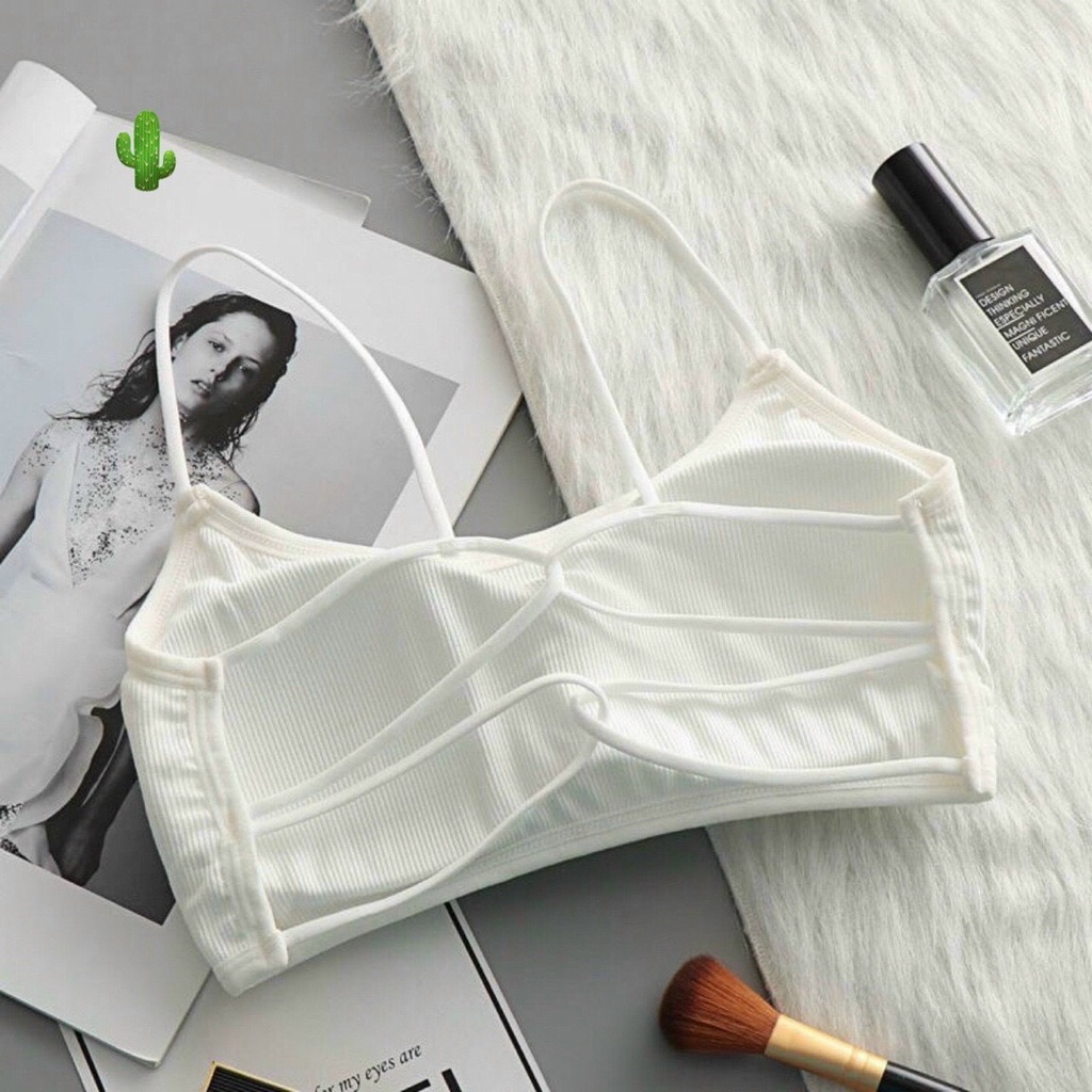 áo kiểu 2 dây dáng bra đan dây sau sợi