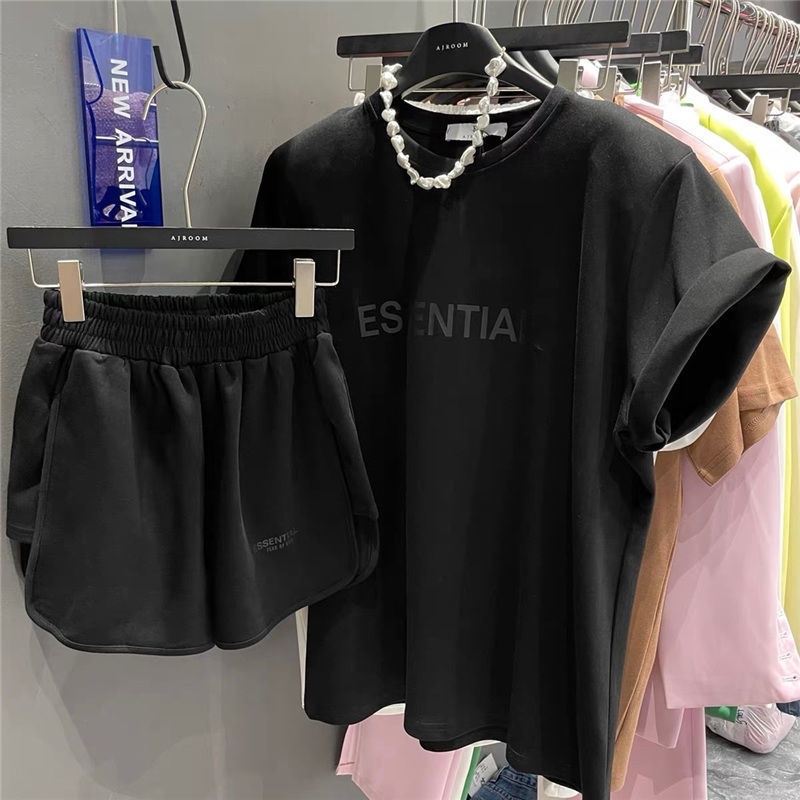 Set Áo Thun Ngắn Tay In Chữ + Quần Short Thời Trang Nữ Tính