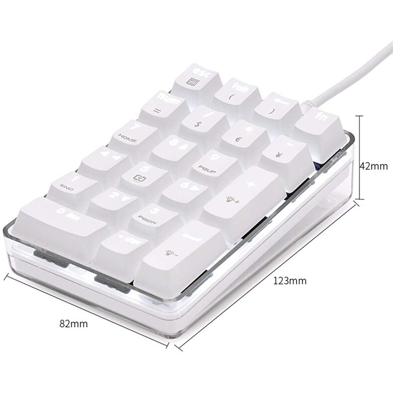 Mechanical Numeric Keypad Wired Gaming Keypad White Backlit 21 Keys | BigBuy360 - bigbuy360.vn