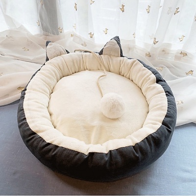 Ổ nệm chó mèo hình tai mèo có đuôi đệm rời