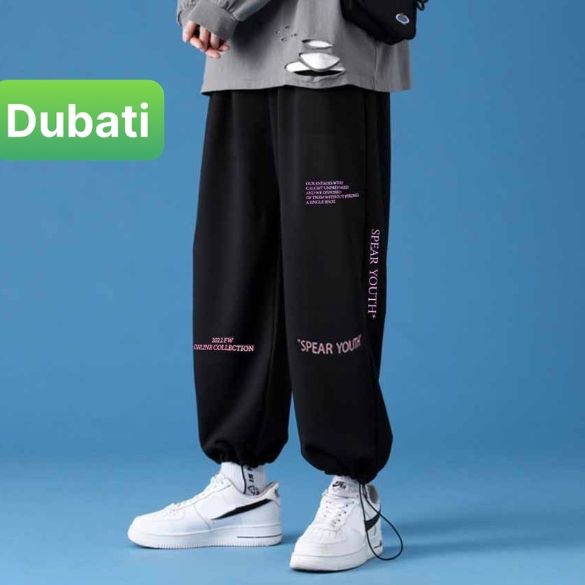 QUẦN JOGGER  NAM NỮ UNISEX CHẤT NỈ DÀY DA CÁ ỐNG SUÔNG RỘNG THÊU CHỮ YOUTH RÚT DÂY TREND HÀN QUỐC VIP PRO - DUBATI FASHI