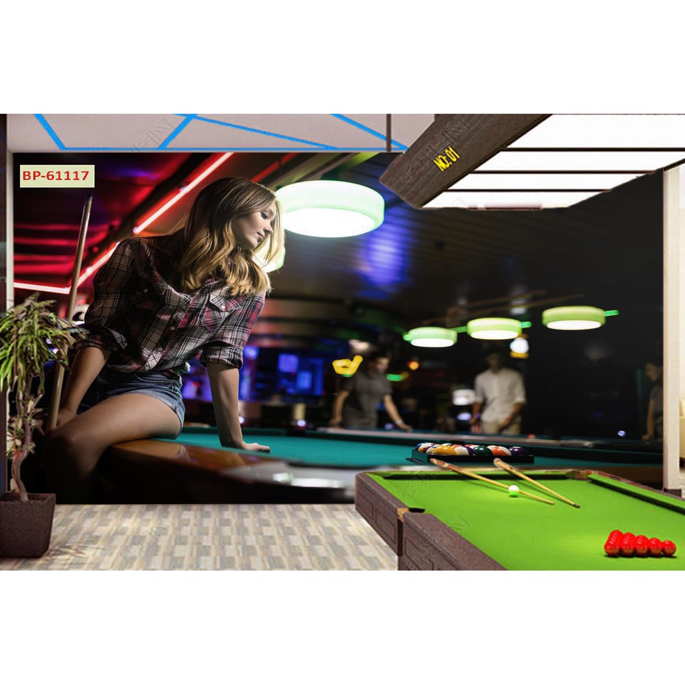 Tranh lụa 3d trang trí quán Bi-a Kích Thước 1,5m x 2m Bi-a 3