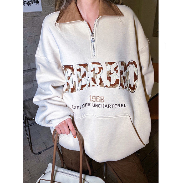 Áo sweater Tay Dài Có Khóa Kéo Có Túi Thêu Hình Kangaroo Kiểu hip-hop Cá Tính Dễ Phối Đồ | BigBuy360 - bigbuy360.vn