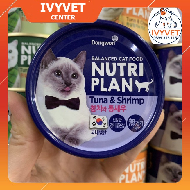 Thức ăn cho mèo Pate mèo lon Hàn Quốc - Nutri Plan 160gram