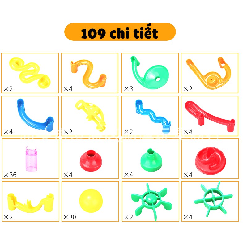 [Mã LIFE20KALL giảm 10% đơn 50K] Lắp ráp mê cung bi 3 chiều, đồ chơi lắp ráp thả bi Marble run 109 chi tiết cho bé