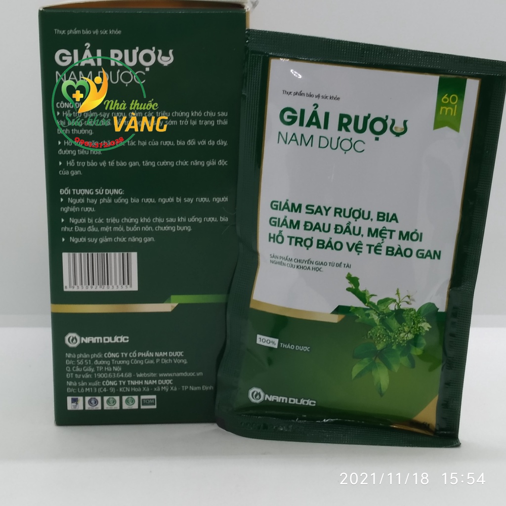 [CHÍNH HÃNG] Giải rượu Nam Dược - Giúp giảm say rượu, giảm ngộ độc rượu