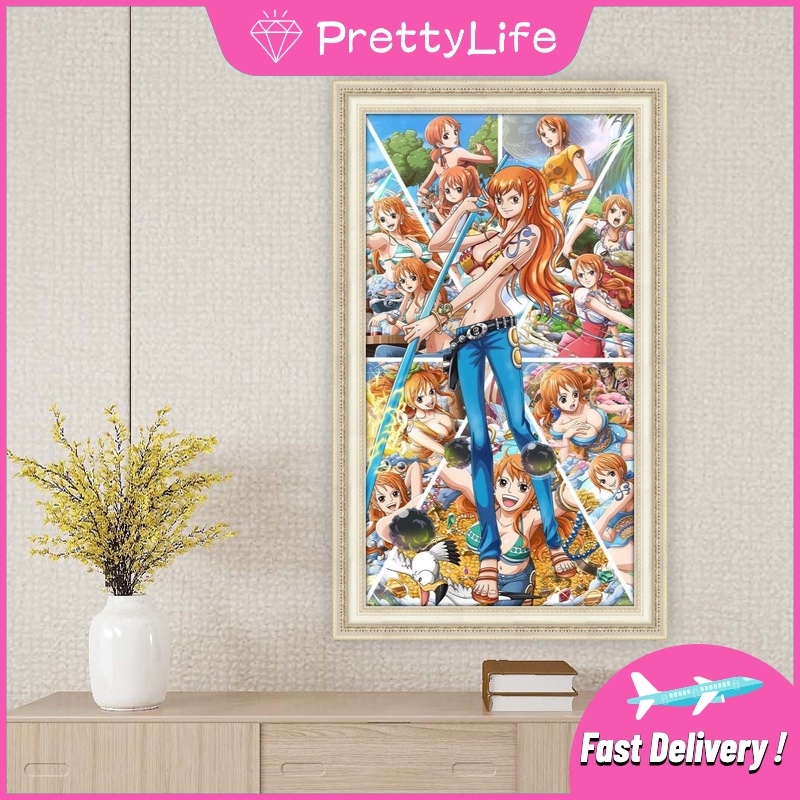 Bộ Tranh Đính Đá 5D Tự Làm 30x50cm/40x70cm Họa Tiết One Piece Độc Đáo Trang Trí Nhà Cửa