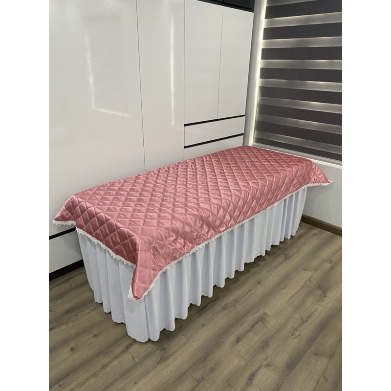 Tấm Trải Giường Spa Chần Bông Vải Phi Bóng Chất Mát kt 110x210cm