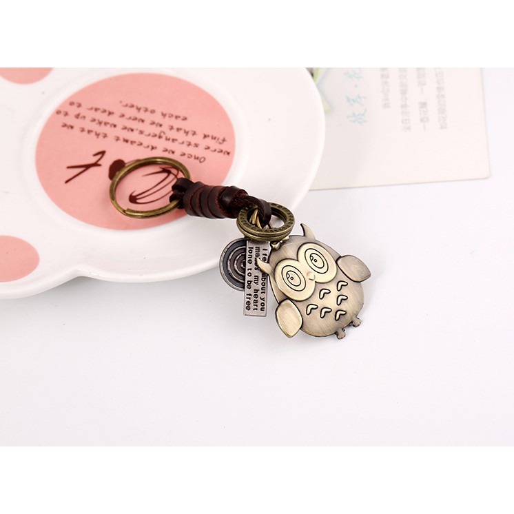 Móc khóa thép cao cấp hình cú mèo đáng yêu Vintage Owl Keychain phong cách cổ điển Châu Âu Phặn Phặn