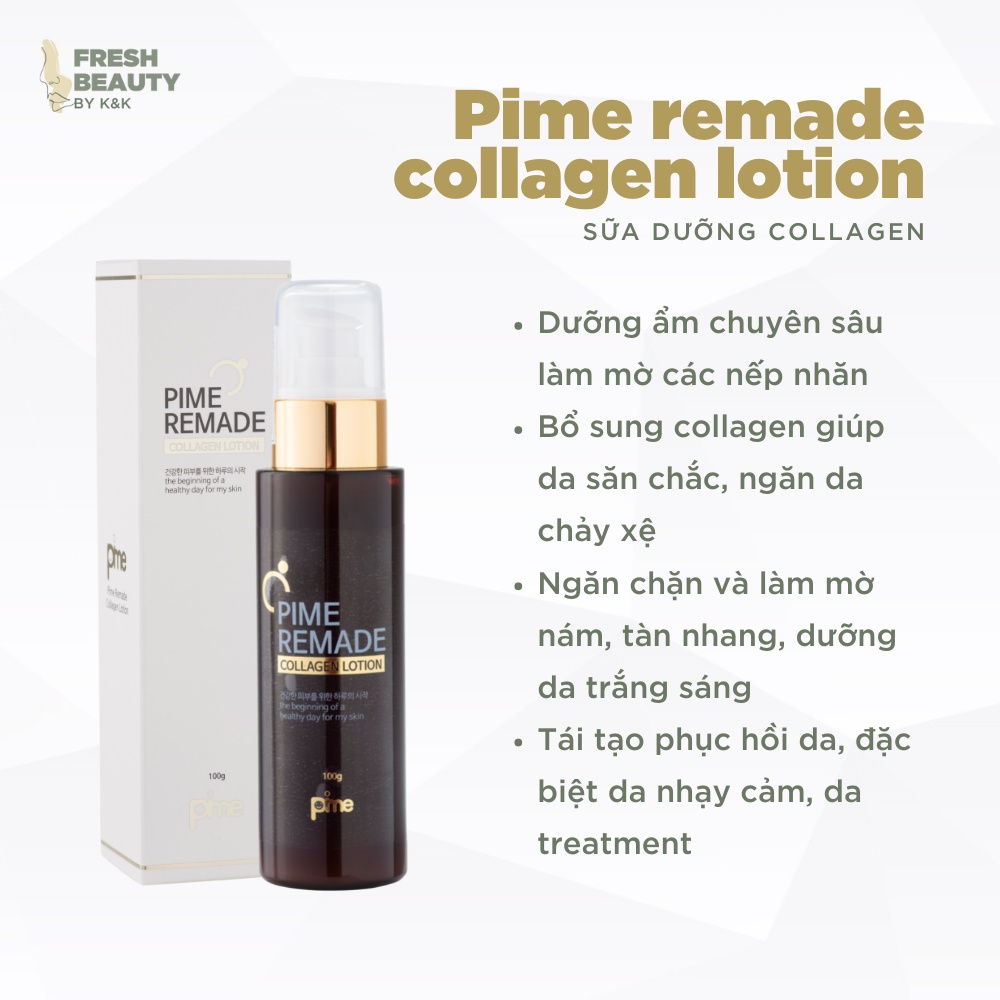 Lotion sữa dưỡng trắng da 86% collagen siêu cấp ẩm tái tạo phục hồi da, giảm tàn nhang sạm nám Pime Collagen Lotion 100g