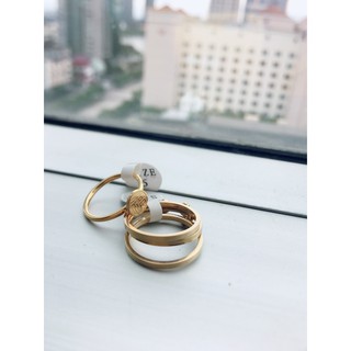 Nhẫn Titan chữ Phúc mạ vàng