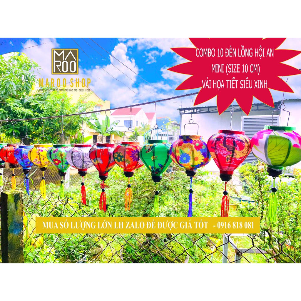 COMBO 10 ĐÈN LỒNG HỘI AN VẢI PHI IN HỌA TIẾT XINH XĂN CHUYÊN DÙNG TRANG TRÍ NGOÀI TRỜI (GIÁ TẬN XƯỞNG)