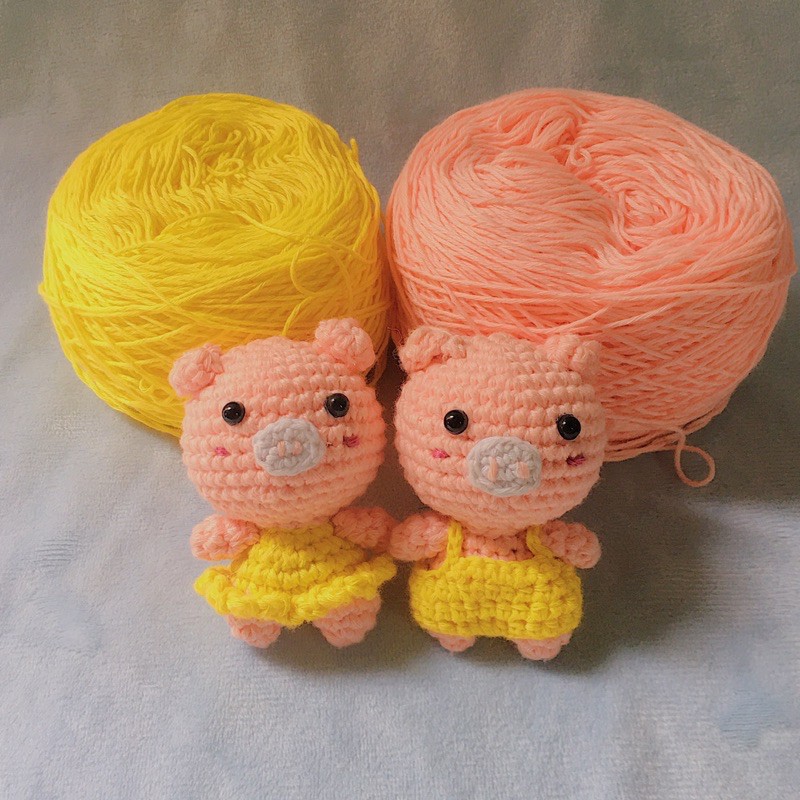 MÓC KHOÁ LEN HEO BÔNG  l crochetbyspring
