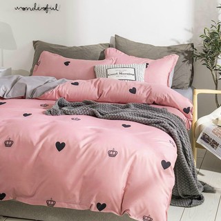 Bộ Chăn Ga Gối Poly Cotton Tim Hồng
