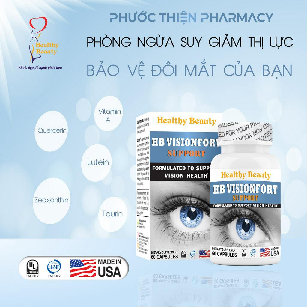 Viên uống sáng mắt bổ mắt HB VISIONFORT vitamin cho mắt tăng thị lực, hỗ trợ thoái hóa điểm vàng, mỏi mắt, khô mắt