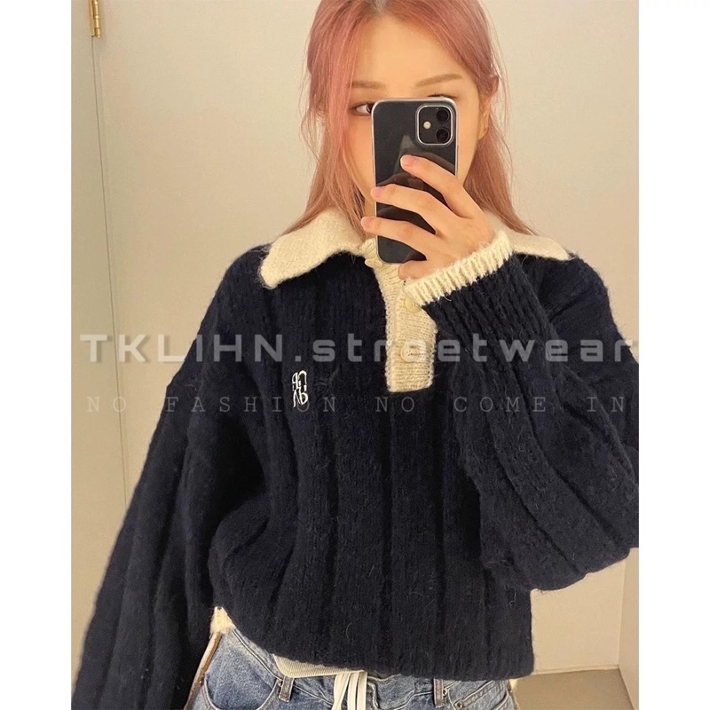 TKLIHN Áo len Ulzzang polo phong cách JENNIE BLACKPINK 2022 HOT TREND