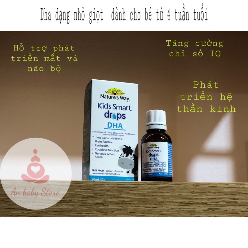 DHA dạng giọt Nature’s Way Kid Smart DHA Drops 20ml Úc Drop