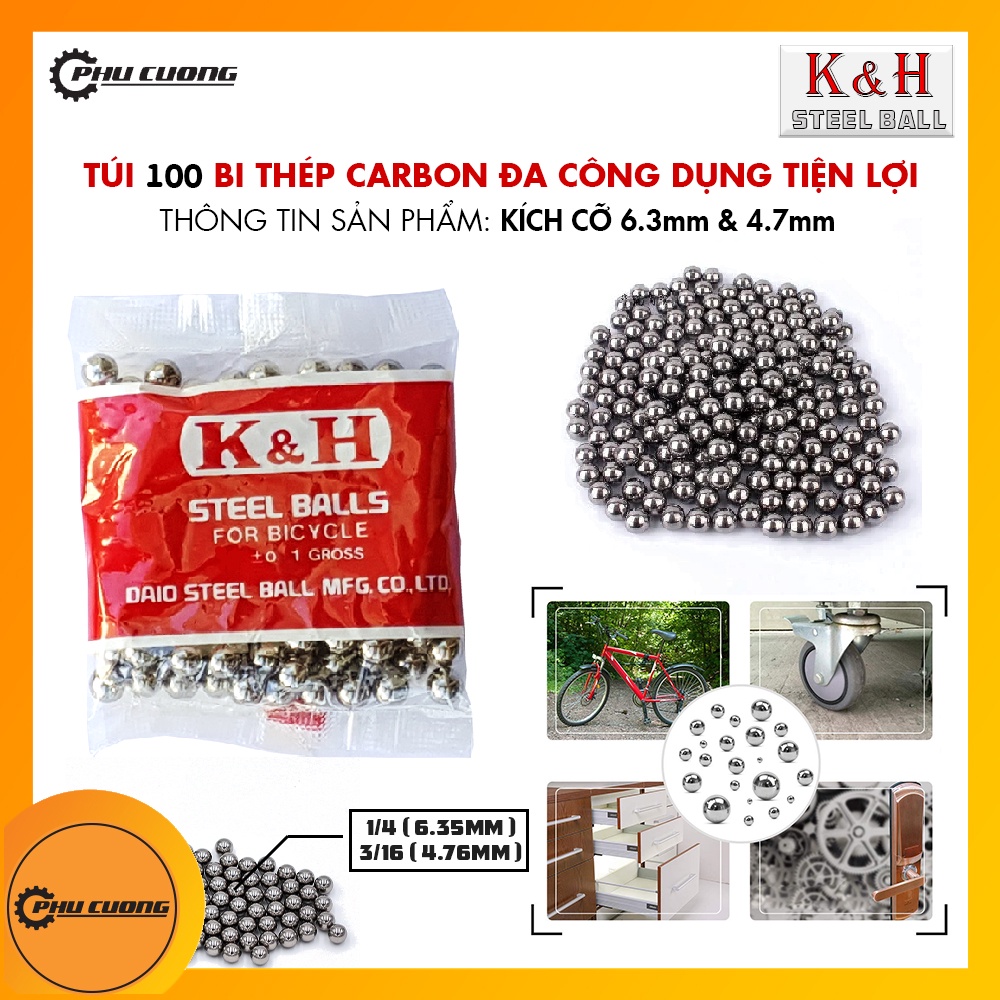 Túi 100 Bi Thép Carbon Đa Chức Năng Tiện Lợi - Bảo Dưỡng Bi HUB Và Pedal Xe Đạp Thể Thao