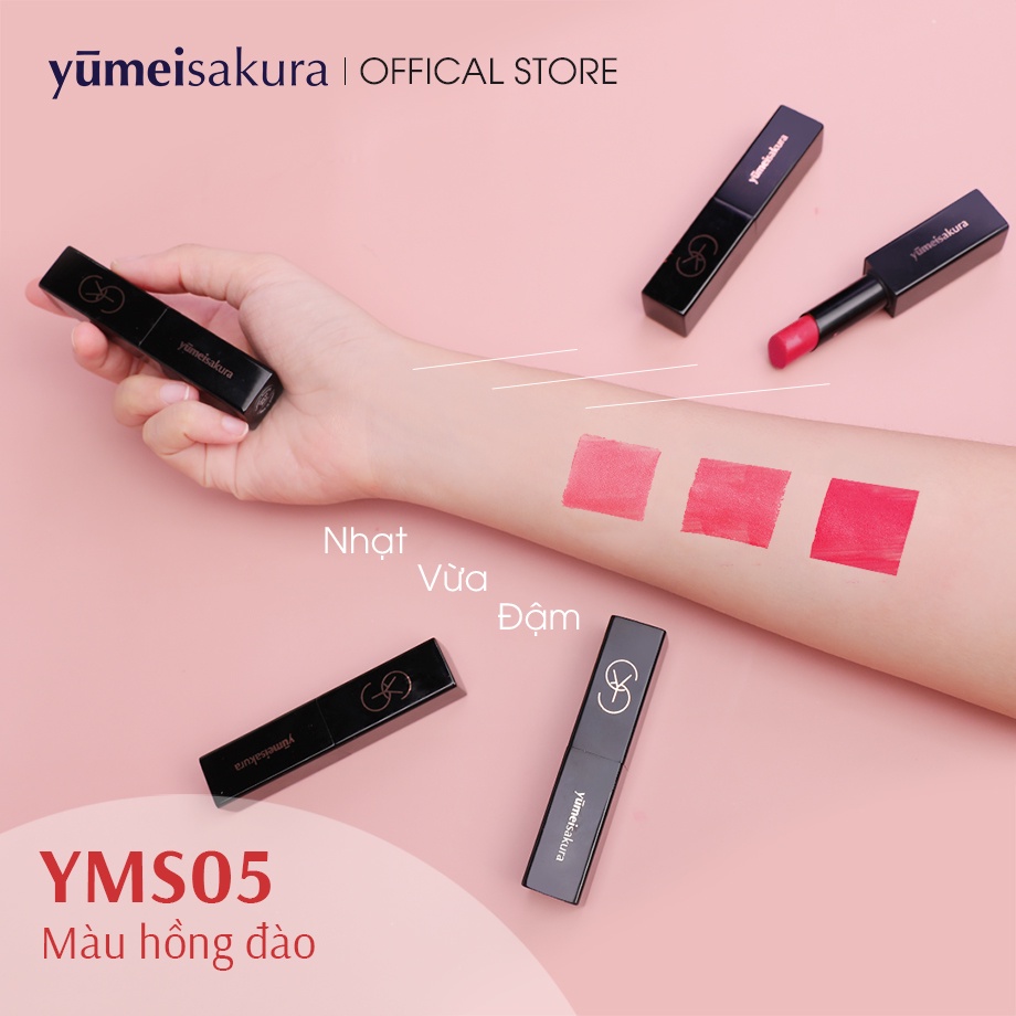 [Hàng mẫu] Son Siêu Dưỡng Khóa Màu Yumeisakura Collagen Boosting Hồng Đào YMS05 3.5gr