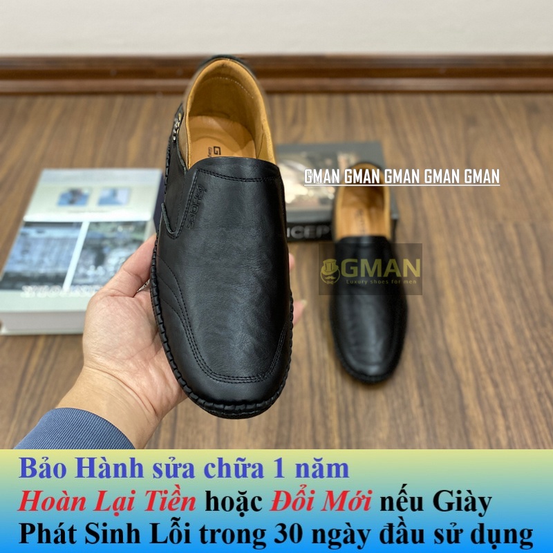 Giày lười nam da bò mềm mại đế cao su êm chân khâu chỉ bảo hành 1 năm TK0105