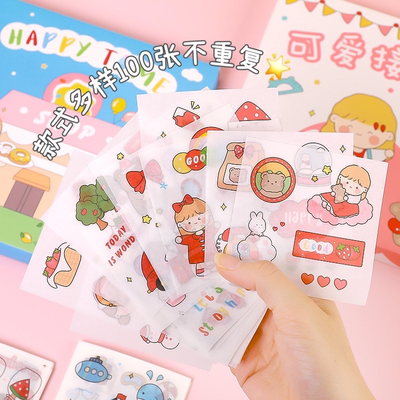 Miếng dán sticker trang trí đồ dùng họa tiết hoạt hình đáng yêu kích thước 8*8cm