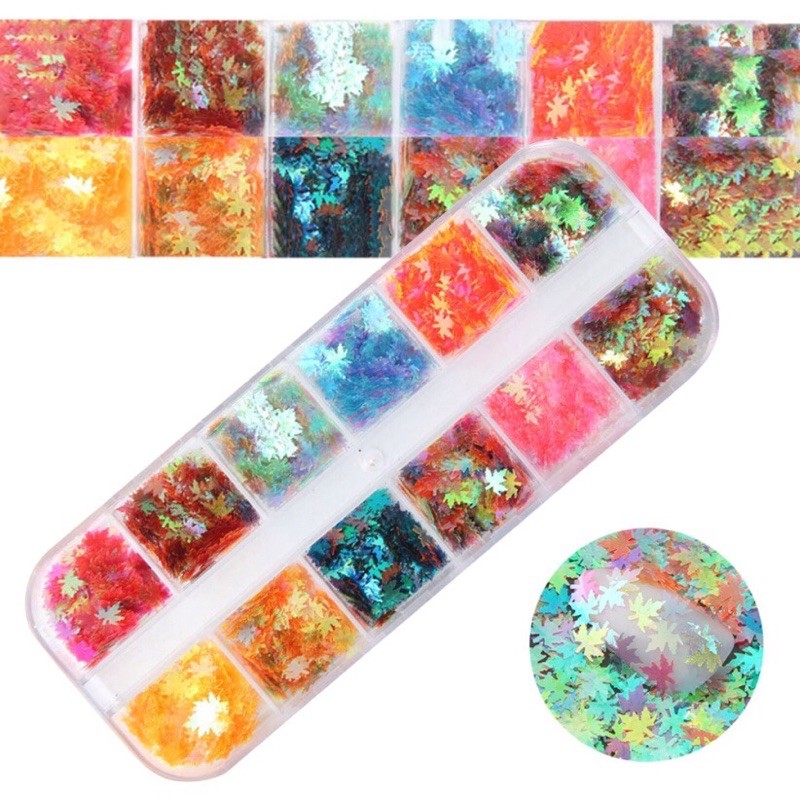 Sequin kim tuyến lá phong-phụ kiện nail móng