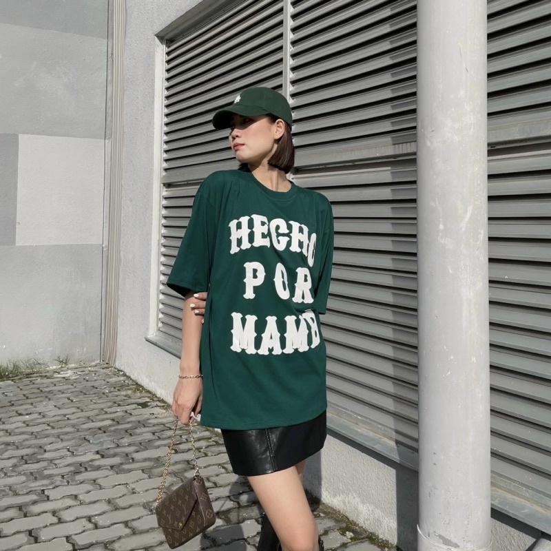Áo Thun Tay Lỡ Unisex HECHO màu XANH LÁ  Nam nữ unisex Áo form rộng Jejul.store❤️