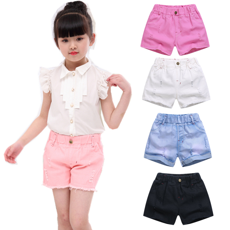 Quần Short Jeans Đáng Yêu Cho Bé Gái 5-15 Tuổi 3-7 - 9-12 Tuổi