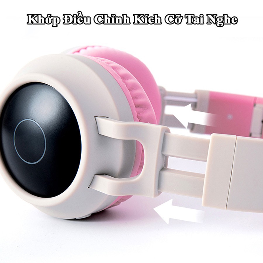 Tai Nghe Mèo Bluetooth, Headphone Tai Mèo Dễ Thương Có Mic,Âm Bass Mạnh Mẽ Và Dung Lượng Pin Khủng 400mAh