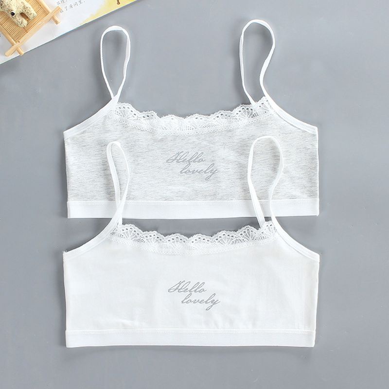 Áo Ngực Cotton Mềm Phối Ren Cho Bé Gái 7-14 Tuổi