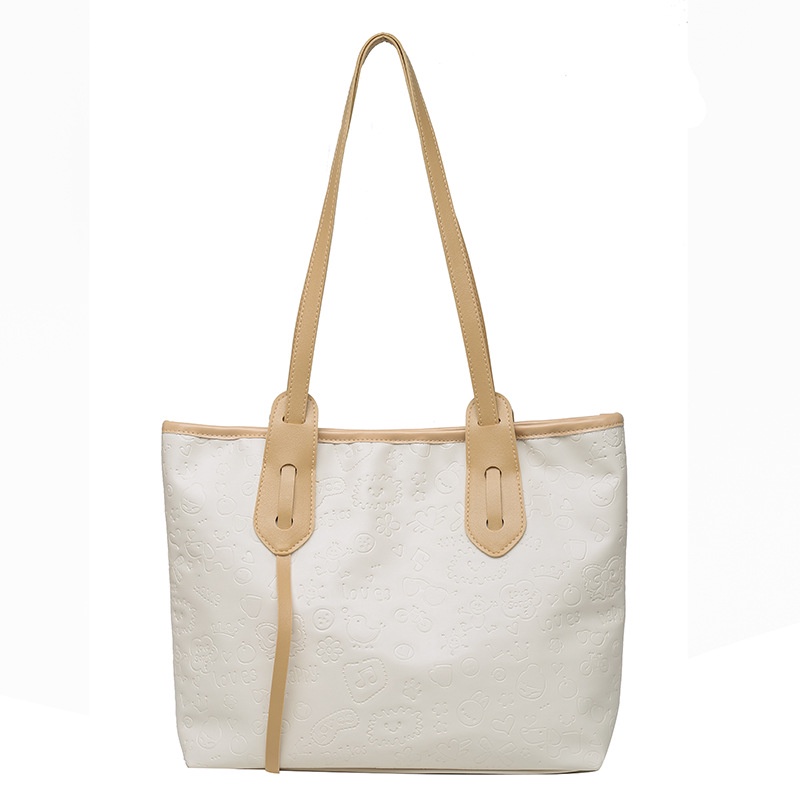 Túi Xách Da Mềm Dập Nổi Phong Cách Hàn Quốc Cỡ Lớn Cho Nữ