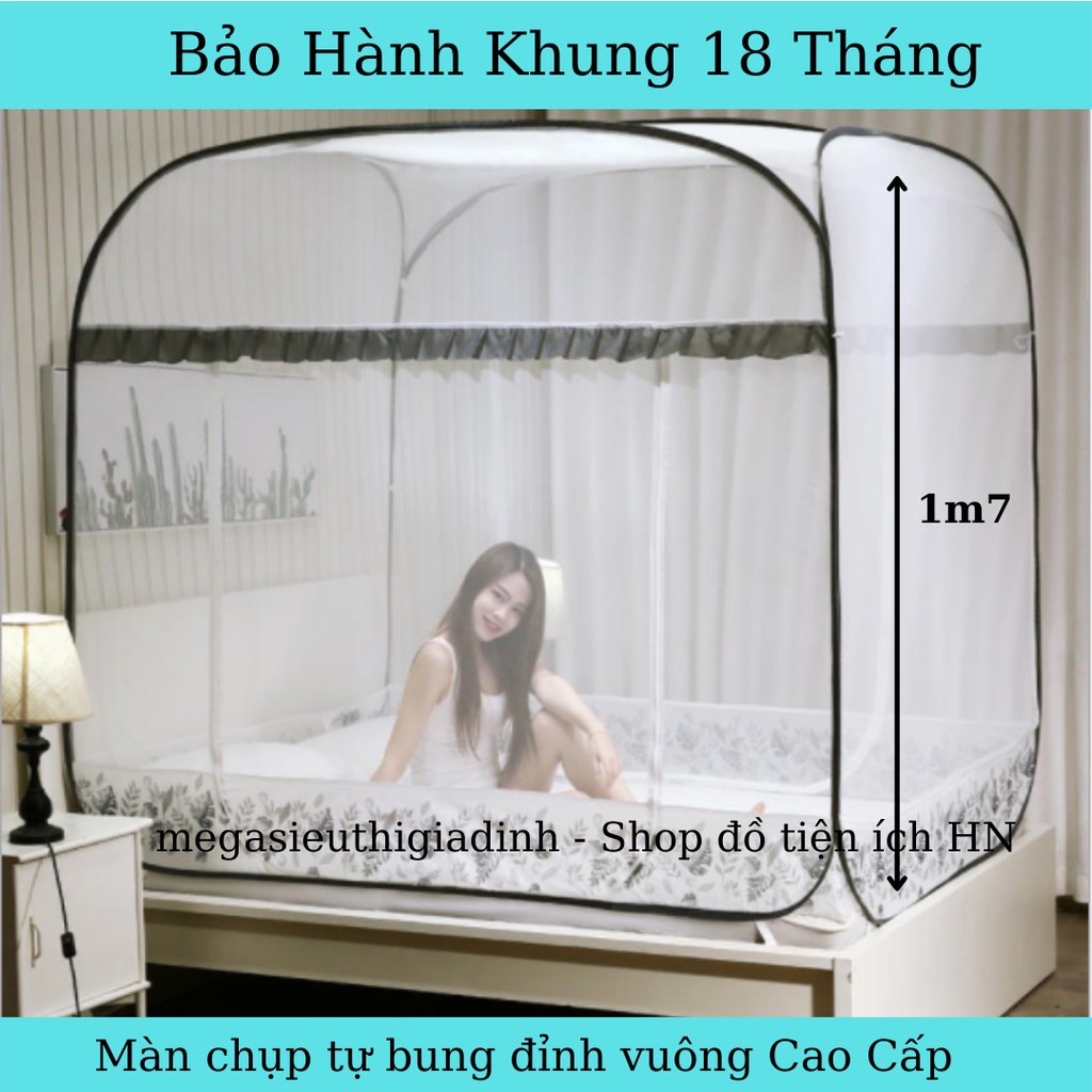 Màn Chụp Tự Bung Đỉnh Vuông Kiều Phi, Mùng Chống Muỗi Gấp Gọn Tiện Lợi