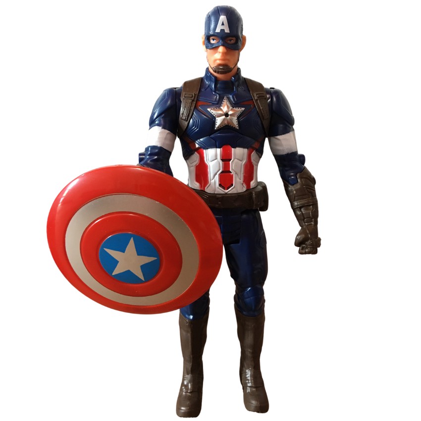 Đồ Chơi Mô Hình Captain America, Đội Trưởng Mỹ Nhựa Đặc Cao 30cm Có Phụ Kiện, Đèn Led Đỏ Và Phát Nhạc - MEOMEOSHOP2021